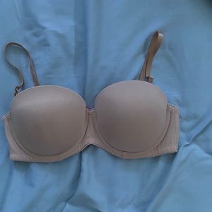tan fruit of the loom strapless bra